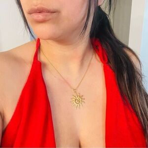 Radiant Gold Sunburst pendant Necklace
